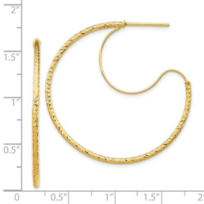 Pre-owned Dc Italian 14k Yellow Gold Diamond Cut 1.5mm X 35mm Polish Wire Hoop Earrings