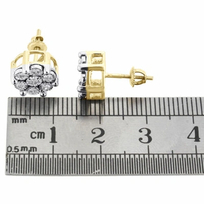 Pre-owned Jfl Diamonds & Timepieces Diamond Flower Earrings 10k Yellow Gold Round Cut Fanook Design Studs 0.60 Tcw. In White