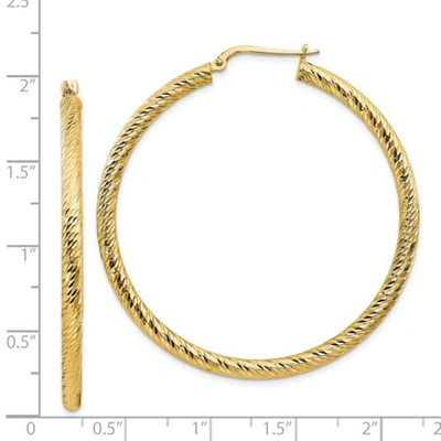 Pre-owned Accessories & Jewelry Italian 14k Yellow Gold 3mm X 48mm Large Diamond Cut Swirling Hoop Earrings