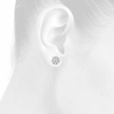 Pre-owned Jfl Diamonds & Timepieces 10k White Gold Diamond Flower Studs Small 5.70mm Screw Back Earrings 0.50 Ct.