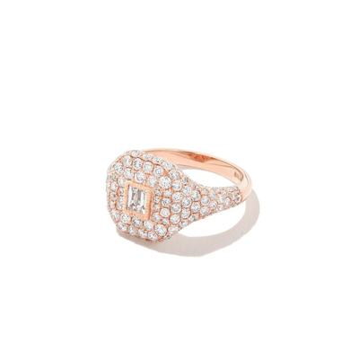Shop Shay 18k Rose Gold Diamond Signet Ring In Pink