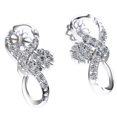 Pre-owned Jewelwesell 0.33carat Round Cut Diamond Ladies Infinity Cluster Earrings Solid 18k Gold