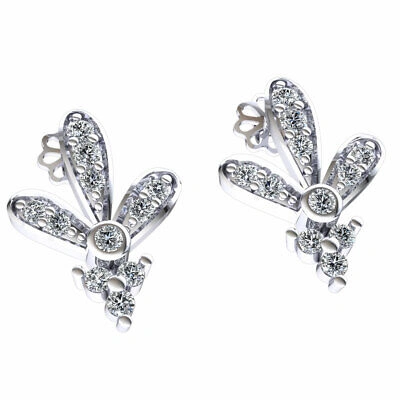 Pre-owned Jewelwesell 0.25carat Genuine Round Cut Diamond Ladies Flower Drop Earrings 18k Gold