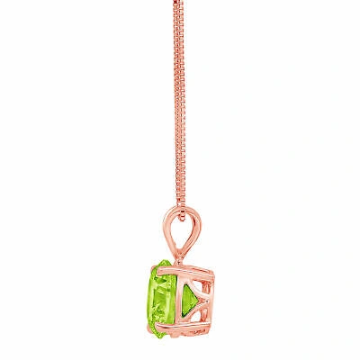 Pre-owned Pucci 3.0 Round Cut Vvs1 Natural Peridot Pendant Necklace 16" Chain 14k Rose Pink Gold In Green