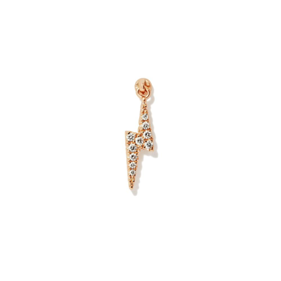 Shop Maria Tash 18k Rose Gold Diamond Lightning Bolt Earring In Pink