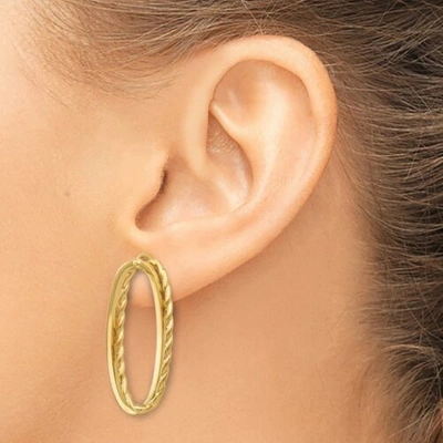 Pre-owned Accessories & Jewelry 14k Yellow Gold 1.5mm Fancy Diamond Cut Oval Versatile Earrings Italian Gold