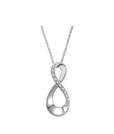 Pre-owned Roxx Fine Jewelry Infinity Diamond Necklace .05 Ct. Tcw In 14k White Gold In An 18" Chain
