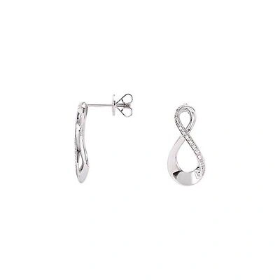 Pre-owned Roxx Fine Jewelry Infinity Diamond Necklace .05 Ct. Tcw In 14k White Gold In An 18" Chain