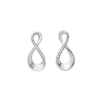 Pre-owned Roxx Fine Jewelry Infinity Diamond Necklace .05 Ct. Tcw In 14k White Gold In An 18" Chain