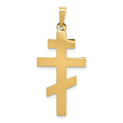 Pre-owned Pricerock 14k Yellow Gold Solid Polished Casted Eastern Orthodox Cross Charm