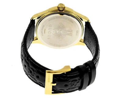 Pre-owned Gucci G-timeless 38mm Black Gg Dial Quartz Ss Unisex Watch Ya1264034