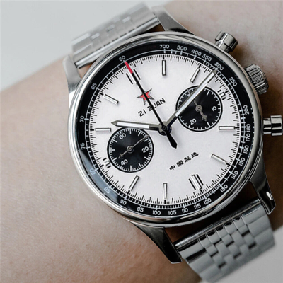 Pre-owned Sugess Chrono Heritage Panda Chrono Mechanical Watch Seagull 1963 Supank021sn