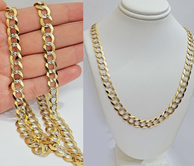 Pre-owned My Elite Jeweler 10k Yellow Gold Necklace Chain Cuban Curb Link 9mm 24" Inch Diamond Cut Solid