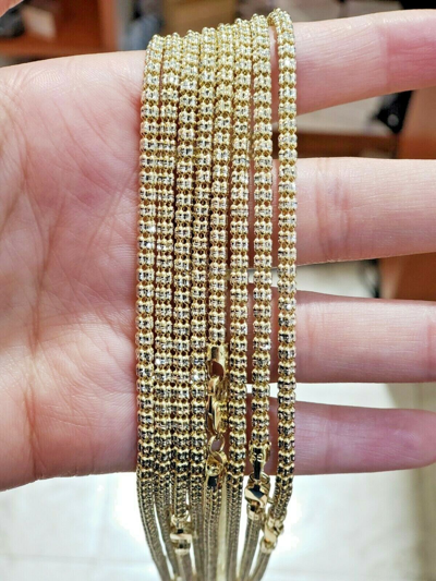 Pre-owned My Elite Jeweler 10k Yellow Gold Tennis Chain Necklace 20" 4mm Diamond Cuts Design Real Gold In Pink