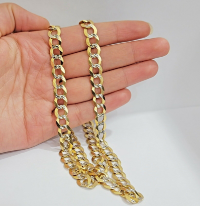 Pre-owned My Elite Jeweler 10k Yellow Gold Necklace Chain Cuban Curb Link 9mm 24" Inch Diamond Cut Solid