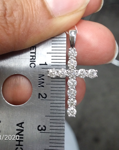 Pre-owned Handmade Deal 1.00ct Genuine Round Diamonds Cross Pendant In 14k Gold 27mm In White