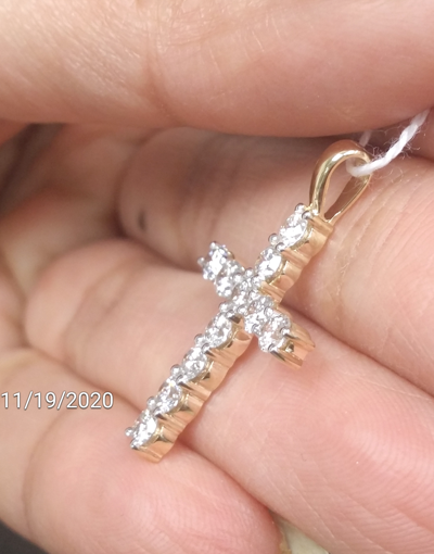 Pre-owned Handmade Deal 1.00ct Genuine Round Diamonds Cross Pendant In 14k Gold 27mm In White
