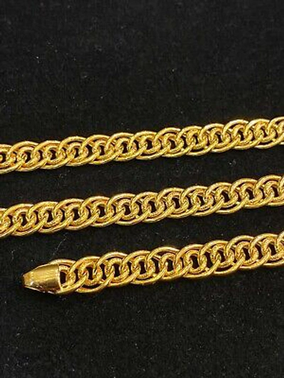 Pre-owned Jisha Vintage Unisex Handmade Cuban Link Chain Necklace In 916 Stamped 22k Yellow Gold