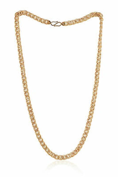 Pre-owned Jisha Vintage Unisex Handmade Cuban Link Chain Necklace In 916 Stamped 22k Yellow Gold