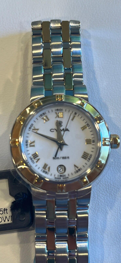 Pre-owned Cyma Stainless Steel And Gold Plated Ladies Luxury Quartz Watch
