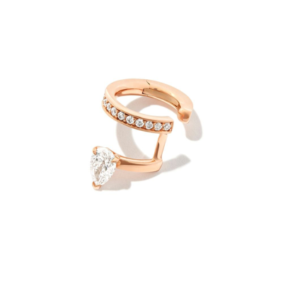 Shop Repossi 18k Rose Gold Serti Sur Vide Diamond Single Ear Cuff In Pink