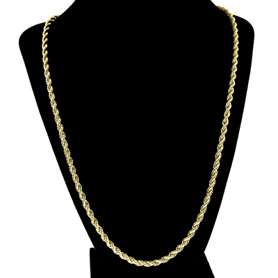 Pre-owned 18k Gold Rope Chain Necklace 18k Solid Gold Rope Chain Necklace Men Women 3mm 7" 8" 16" 18" 20" 22" 24" 30"