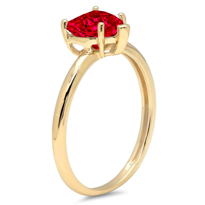 Pre-owned Pucci 2ct Heart Designer Statement Bridal Simulated Ruby Ring Solid 14k Yellow Gold