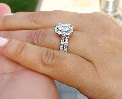 Pre-owned Knr Gia Certified 14k Solid White Gold Emerald Cut Diamond Engagement Rings 2.00ctw