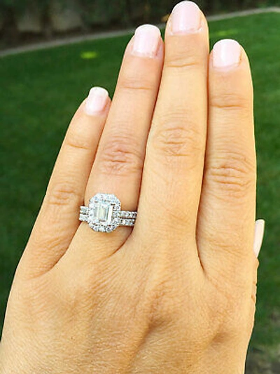 Pre-owned Knr Gia Certified 14k Solid White Gold Emerald Cut Diamond Engagement Rings 2.00ctw