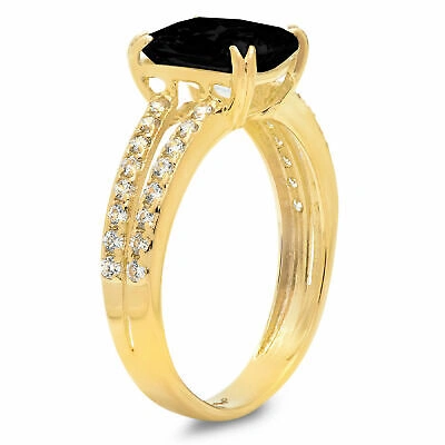 Pre-owned Pucci 3.50 Cushion Natural Onyx Classic Bridal Statement Ring Solid 14k Yellow Gold In D