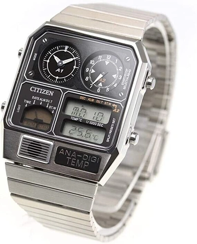Pre-owned Citizen Ana-digi Temp Jg2101-78e Silver Men Watch Analog Digital From Japan