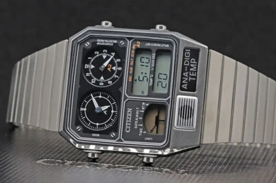 Pre-owned Citizen Ana-digi Temp Jg2101-78e Silver Men Watch Analog Digital From Japan