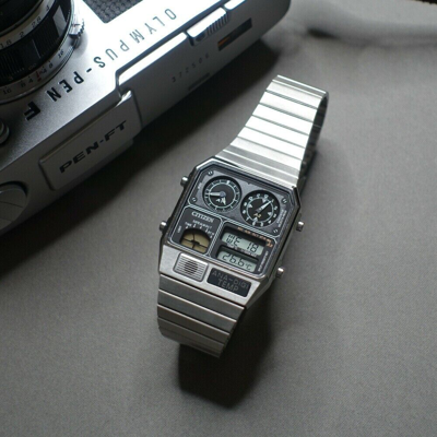 Pre-owned Citizen Ana-digi Temp Jg2101-78e Silver Men Watch Analog Digital From Japan