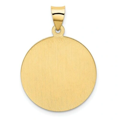 Pre-owned Goldia 14k Yellow Gold Satin & Polished St. Christopher Protect Us Medal Round Pendant