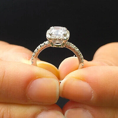 Pre-owned Knr Gia Certified 14k Solid White Gold Cushion Cut Diamond Engagement Ring 2.00ctw