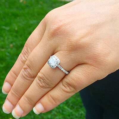 Pre-owned Knr Gia Certified 14k Solid White Gold Cushion Cut Diamond Engagement Ring 2.00ctw
