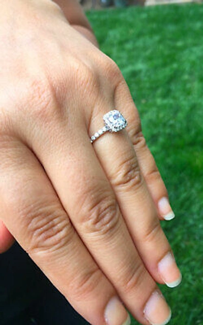 Pre-owned Knr Gia Certified 14k Solid White Gold Cushion Cut Diamond Engagement Ring 2.00ctw