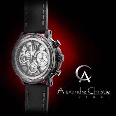 Pre-owned Alexandre Christie 6393mc Mens Chronograph Wrist Watch 46.5mm Case Leather Strap