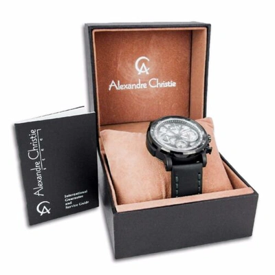 Pre-owned Alexandre Christie 6393mc Mens Chronograph Wrist Watch 46.5mm Case Leather Strap