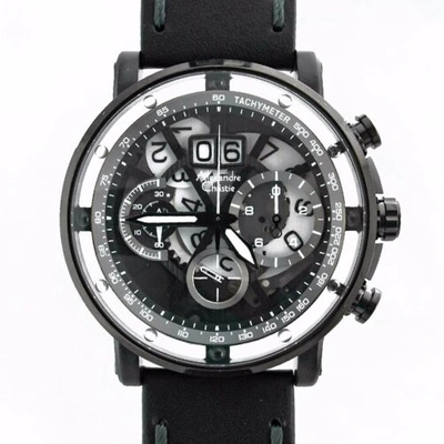 Pre-owned Alexandre Christie 6393mc Mens Chronograph Wrist Watch 46.5mm Case Leather Strap
