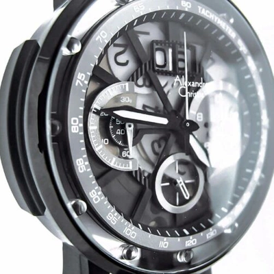 Pre-owned Alexandre Christie 6393mc Mens Chronograph Wrist Watch 46.5mm Case Leather Strap