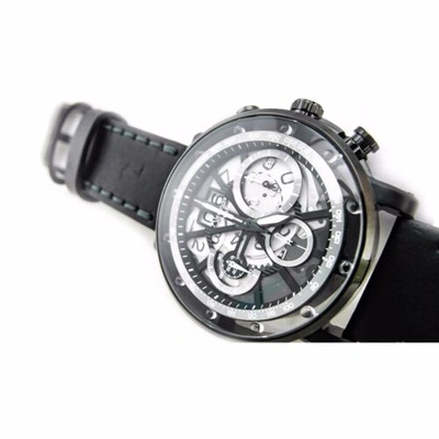 Pre-owned Alexandre Christie 6393mc Mens Chronograph Wrist Watch 46.5mm Case Leather Strap