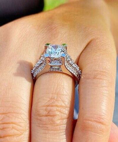 Pre-owned Knr Gia Certified 14k Solid Yellow Gold Round Cut Diamond Engagement Ring 3.50ctw In White