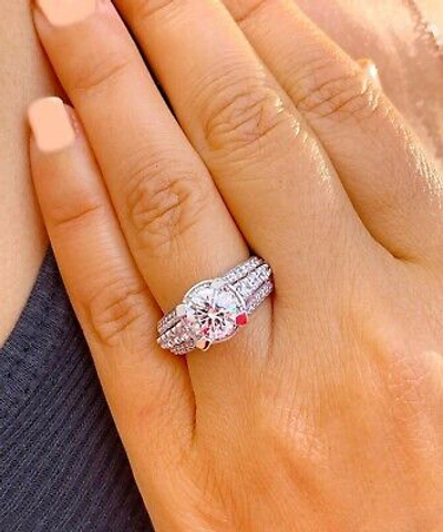 Pre-owned Knr Gia Certified 14k Solid Yellow Gold Round Cut Diamond Engagement Ring 3.50ctw In White
