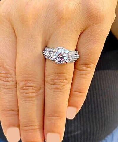 Pre-owned Knr Gia Certified 14k Solid Yellow Gold Round Cut Diamond Engagement Ring 3.50ctw In White