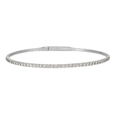 Pre-owned Morris 1.00 Carat Natural Diamond Flexible Bracelet 6.5 Inch G-h Si 14k White Gold