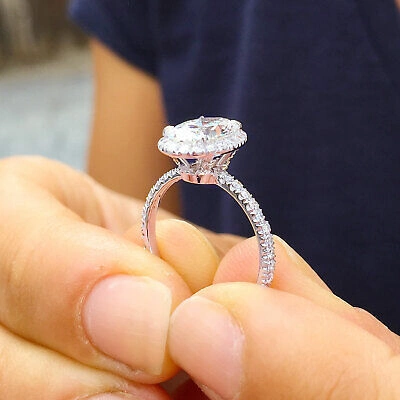 Pre-owned Knr Gia Certified 14k Solid White Gold Oval Cut Diamond Engagement Rings 2.50ctw