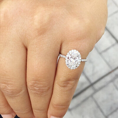 Pre-owned Knr Gia Certified 14k Solid White Gold Oval Cut Diamond Engagement Rings 2.50ctw