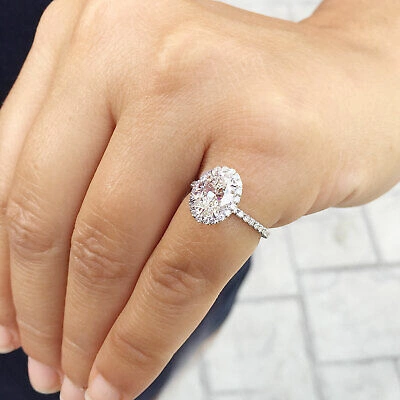 Pre-owned Knr Gia Certified 14k Solid White Gold Oval Cut Diamond Engagement Rings 2.50ctw