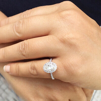 Pre-owned Knr Gia Certified 14k Solid White Gold Oval Cut Diamond Engagement Rings 2.50ctw